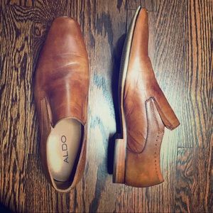 Aldo brown slip on dress shoes